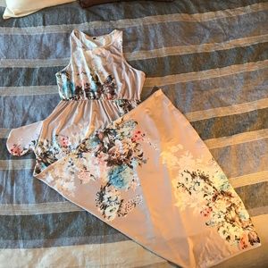 Floral Maxi Dress with Pockets Dusty Pink Large